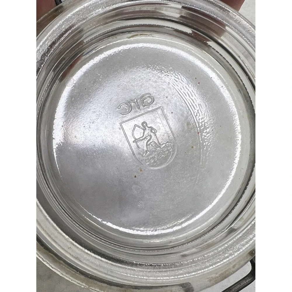 Vintage Arc France Glass Canister Country Goose Hearts Wire Bail Lid Jar 315